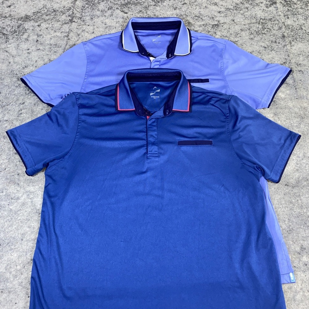 2 Head Golf Polo‎ Shirt Short Sleeve Mens Size XL Galaxy Blue Moisture Wicking
